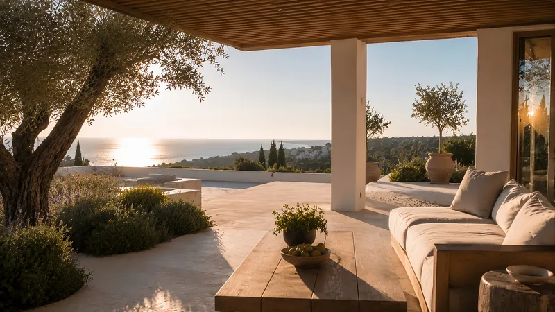 Private terrace with sea views at sunset